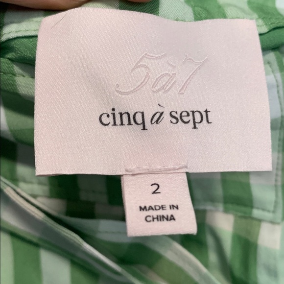 Cinq a Sept Flora Green Checkered Belted High Rise Shorts - Picture 4 of 10